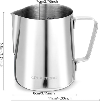 Apexstone 12 oz Coffee Steaming Pitcher, Espresso Milk Frothing Cup, 12 oz/350 ml