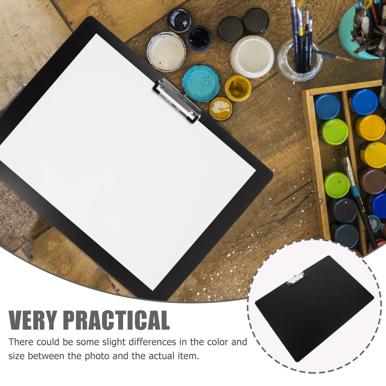 OATIPHO A3 Landscape Clipboard 17.21x12.58In Black Thick Plastic Sketch Board with Metal Clip-Drawing Surface for Blueprints, Spreadsheets, Art Projects-for Architects, Students, Warehouse Managers