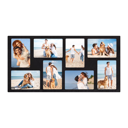 YESKAY 4x6 Picture Frame Collage for Wall Decor,Multiple Photo Collage Frames with Tempered Glass,8-Opening for 4 x 6 Picture Frames,Rustic Black,1 Pack(OD:11.75X21in)