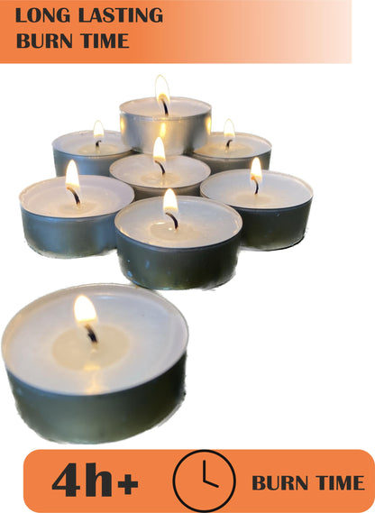 Generic Premium European Wax Tea Light Candles - Bulk Pack of 100 | Long-Lasting, Smokeless & Dripless | Ideal for Weddings, Romantic Nights & Home Decor (200 of Pack), White