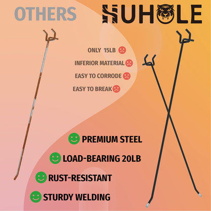 HUHOLE 25 Pack Black Pegboard Hooks 12 Inch – Heavy Duty Metal L-Hooks for 1/4" Peg Board – Garage Tool Organizer, Retail Display & Craft Storage Hangers (30lbs Capacity)