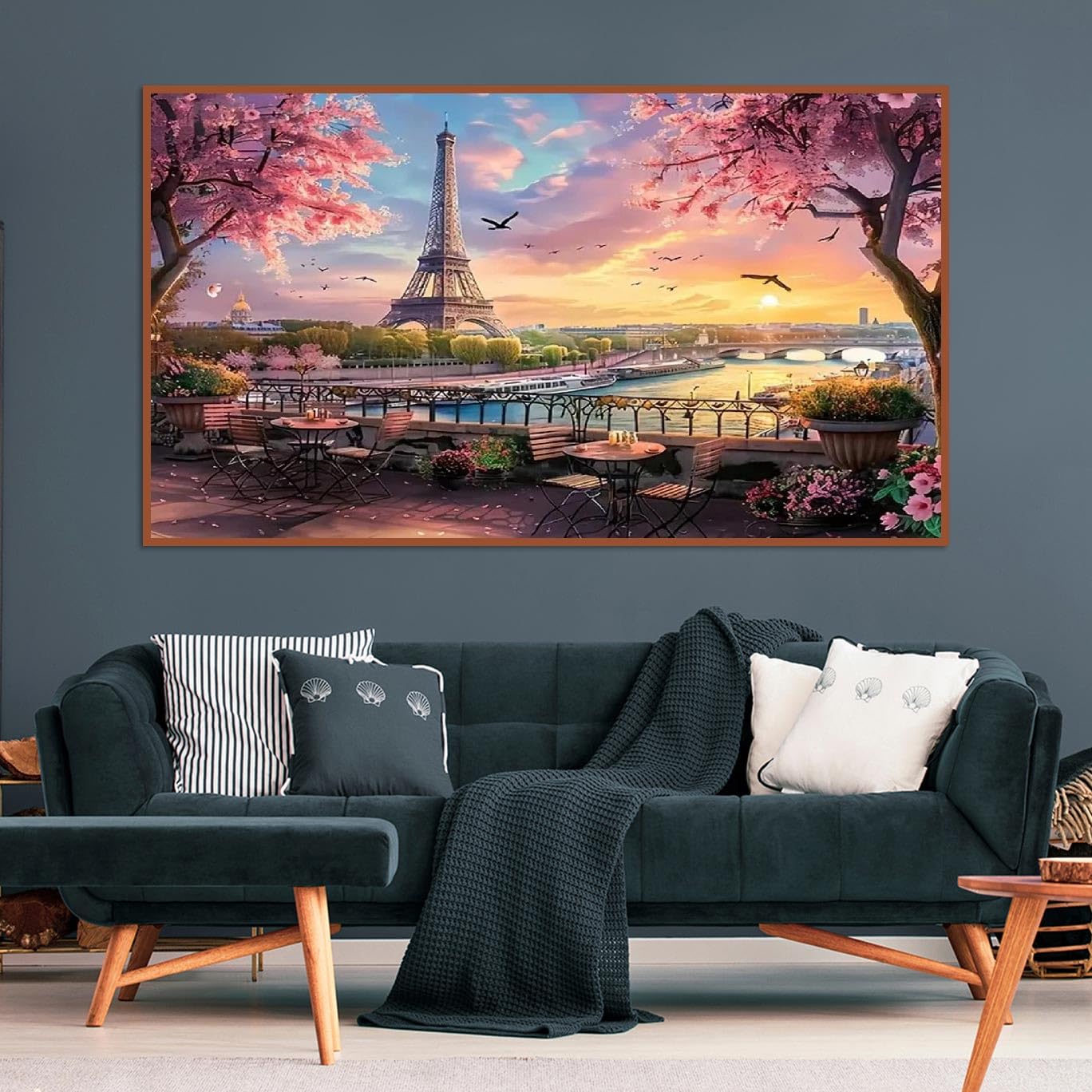5D Large Diamond Art Painting,Eiffel Tower Diamond Art Kits for Adults,DIY Full Drill Crystal Rhinestone Arts and Crafts,Cityscape of Paris Art Painting with Diamond Home Wall Decor 27.5 X 15.7inch