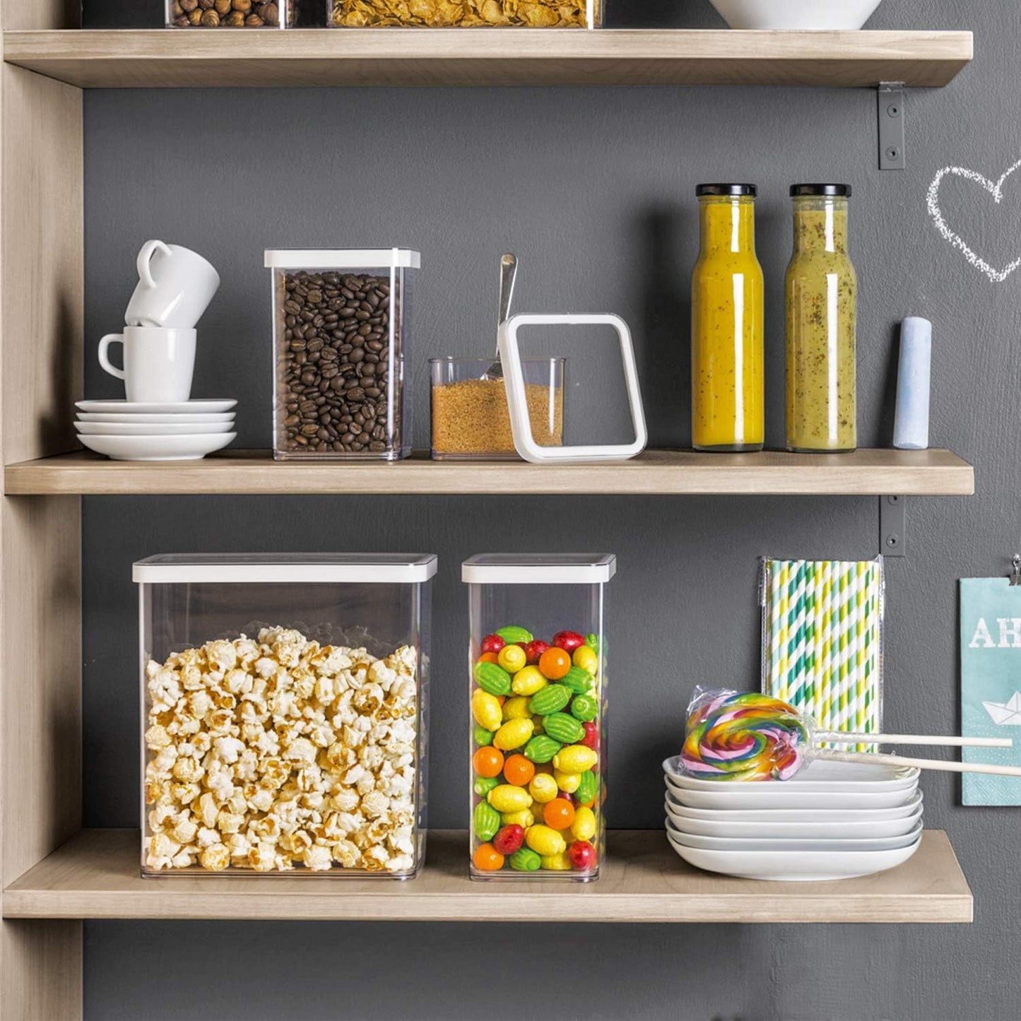 Loft Rectangular Storage Box 3.2L with Lid and Seal, BPA-Free Plastic, Transparent/White