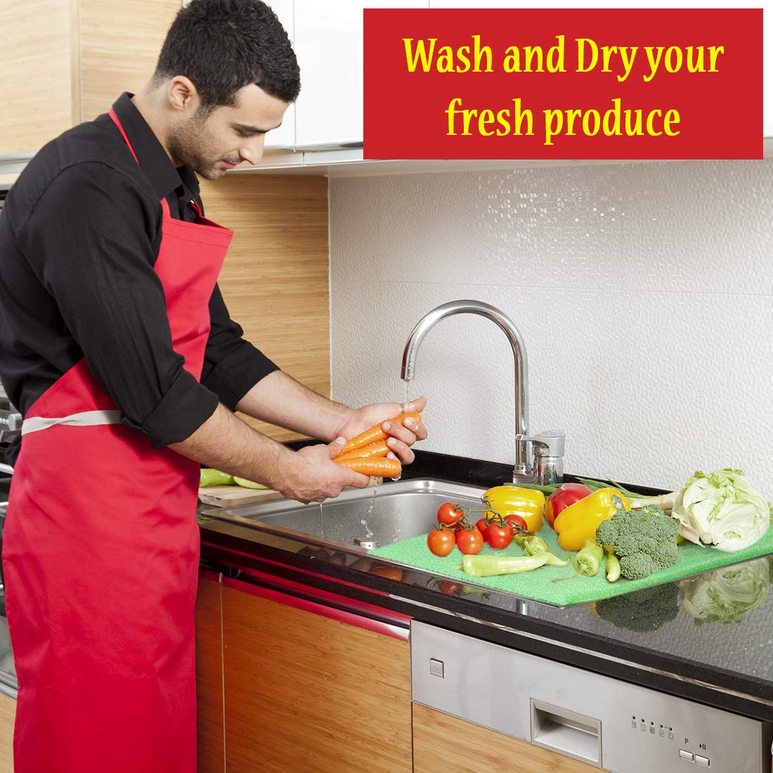 Dualplex® Fruit & Veggie Life Extender Liner for Fridge Refrigerator Shelves, 15 x 24 Inches (2 Pack) – Extends The Life of Your Produce & Prevents Spoilage