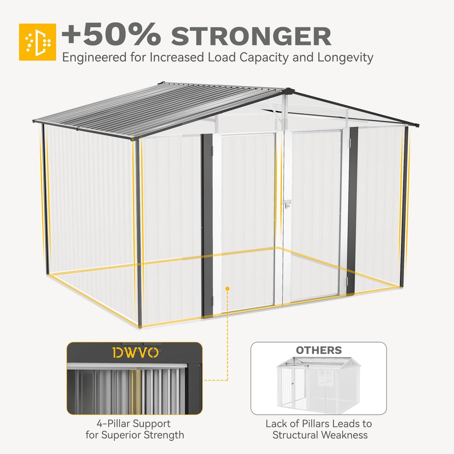 DWVO 10'x8' Large Metal Outdoor Storage Shed, Heavy Duty Tool Storage Sheds for Backyard Patio Lawn - Ideal for Bicycles, Garden Tools, and Lawn Equipment, Easy-to-Assemble, Dark Gray