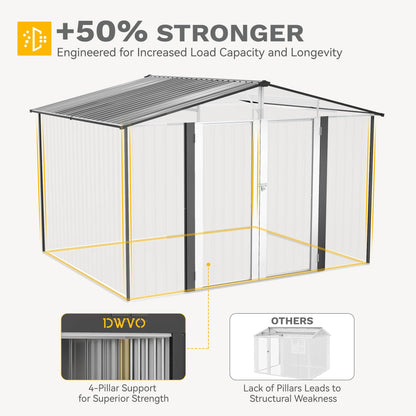 DWVO 10'x8' Large Metal Outdoor Storage Shed, Heavy Duty Tool Storage Sheds for Backyard Patio Lawn - Ideal for Bicycles, Garden Tools, and Lawn Equipment, Easy-to-Assemble, Dark Gray