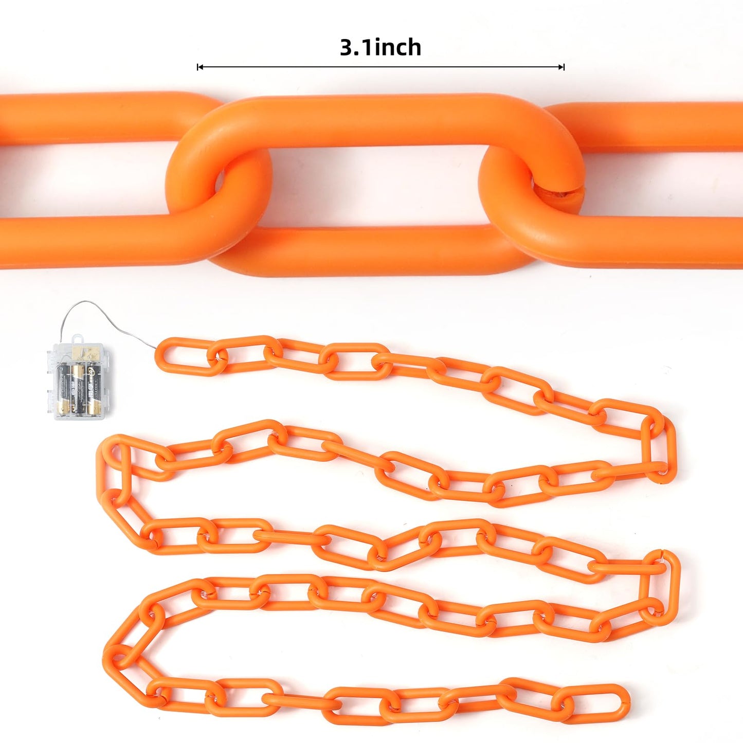 10Ft Battery Operated Plastic Chain Lights for Halloween Decorations, 8 Modes Timer Orange Halloween String Lights Waterproof Lighted Props Chains for Skeleton Dog, Haunt House,Costumes Party Decor