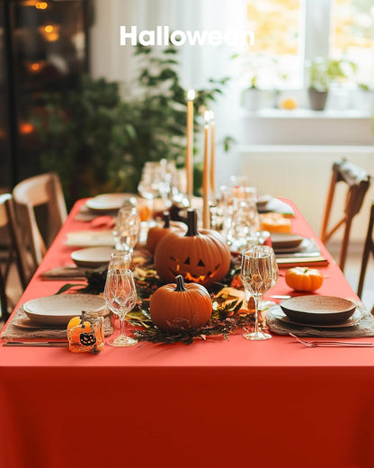 Pureegg Disposable Table Cloths - 54 x 108 Inch, Leakproof & Sturdy for Halloween and Thanksgiving | 8 Pack, Orange