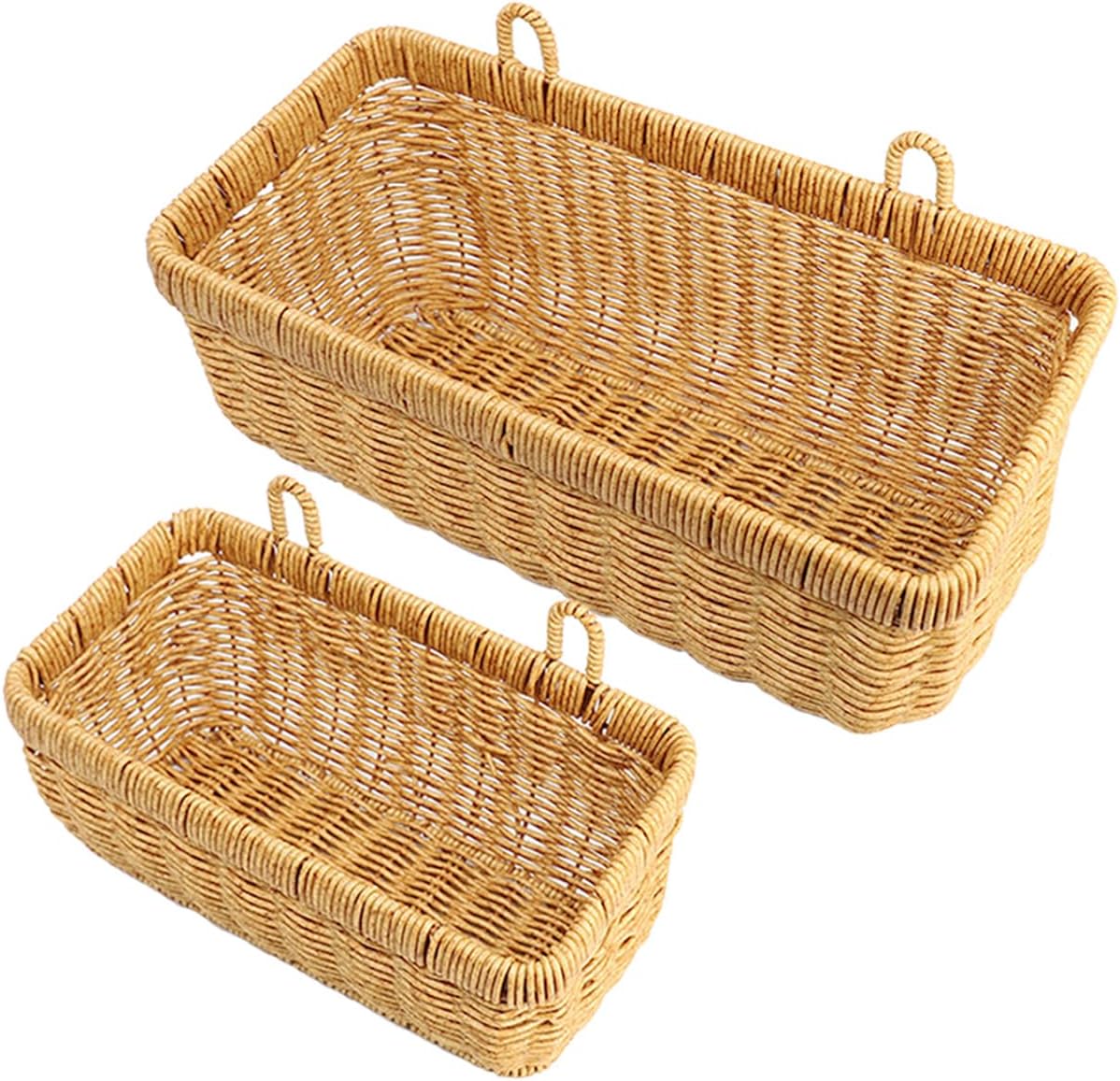 AceList Wall Hanging Basket, Set of 2 Boho Style Hand-Woven Storage Baskets for Kitchen, Garden, and Living Room