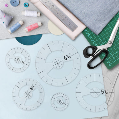 5PCS Circle Template Sewing Rulers Set, Clear Acrylic Quilting Template Rulers for Cutting Fabric Precision Measurements Sewing, 5 Sizes