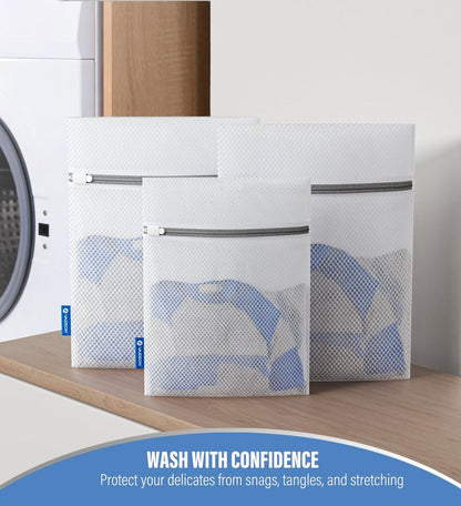 VASSON Premium Mesh Laundry Bags for Delicates with Auto-Lock Zipper - Durable Washing Bag Set for Blouse, Hosiery, Underwear, Bra, and Shoes (5-Piece Set (All-Purpose))