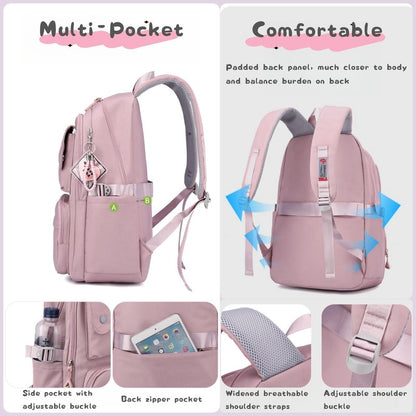 Bansusu 3Pcs Girls Backpack and Lunchbox Set for School Kids, Solid Color School Bag Backpack for Girls with Lunch Bag, Grey
