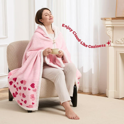 Spoiled Wife Wearable Blanket Hoodie, Valentines Day Gifts for Her Wife Women From Husband, Mothers Day Birthday Anniversary Day Gift Ideas, Throw Blanket for Women Shawl Wraps Poncho Robe, Pink