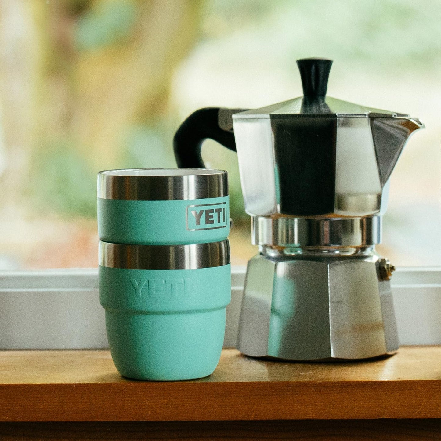 YETI Rambler 4 oz Stackable Cup, Stainless Steel, Vacuum Insulated Espresso/Coffee Cup, 2 Pack, Big Wave Blue