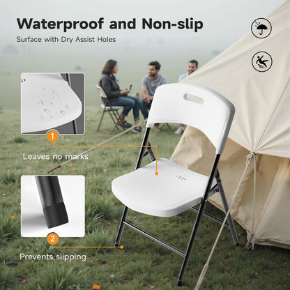 Ortus Collective Folding Chairs, 600lbs Capacity, Heavy-Duty Commercial Stackable Plastic Foldable Chairs for Indoor/Outside, Office, Kitchen, Party, Patio(White, 20 Pack)