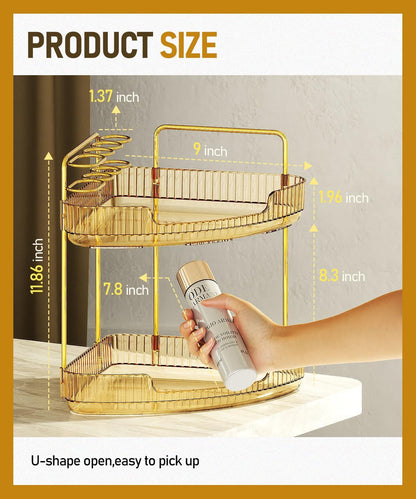 2-Tier Counter Countertop EUHOME Corner Bathroom Organizer Makeup Cosmetic Storage, Tool-Free Installation Acrylic
