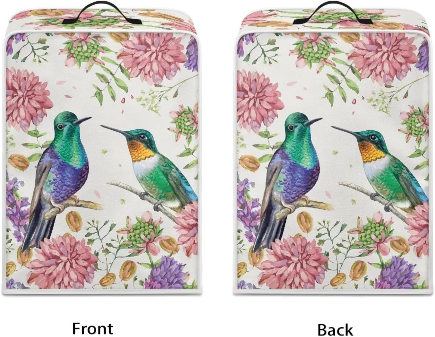 Bird Flower Coffee Machine Covers with Top Handle, Durable and Washable Covers for Coffee Maker, Office Home Decor
