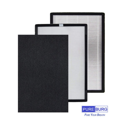 PUREBURG FLT5600 Replacement Filter Set Compatible with GermGuardian AC5600WDLX AC5600W AC5600WFL Air Purifier FLT56CB4 Filter N, Pack of 2, H13 True HEPA Activated Carbon