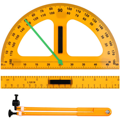 MotiMind 1 Set Large Mathematics Teaching Kit Including 1 Pcs Jumbo Teaching Ruler 1 Pcs Large Protractor 1 Pcs Geometry Compass Big Geometry Measurement Tool for Teacher Classroom Black Board