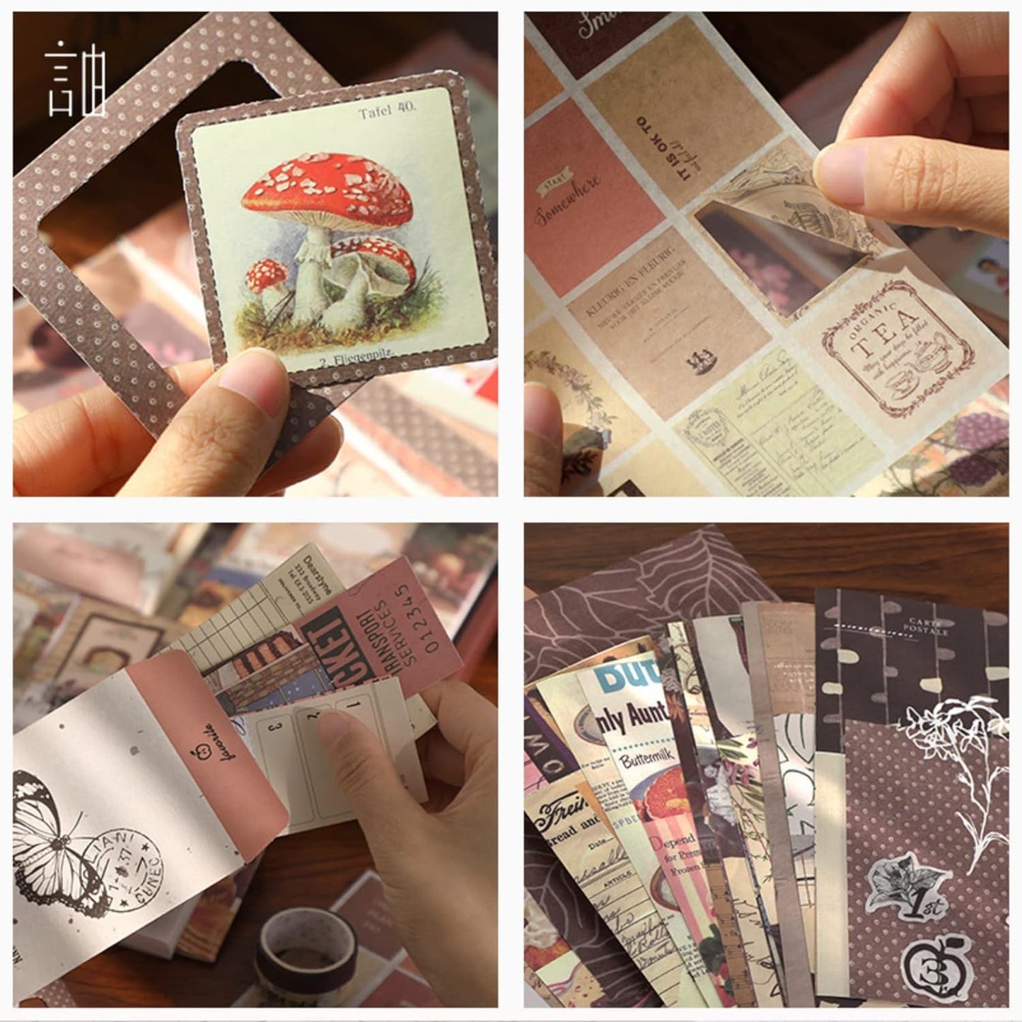 VIBE VISTA Vintage Aesthetic Scrapbook Kit, 346 Pcs, A6 Grid Notebook, Washi, Envelopes, Scrapbook Papers, Folding Labels, Background Papers, Photo Frames, Calendar Stickers, Stickers (Vintage)