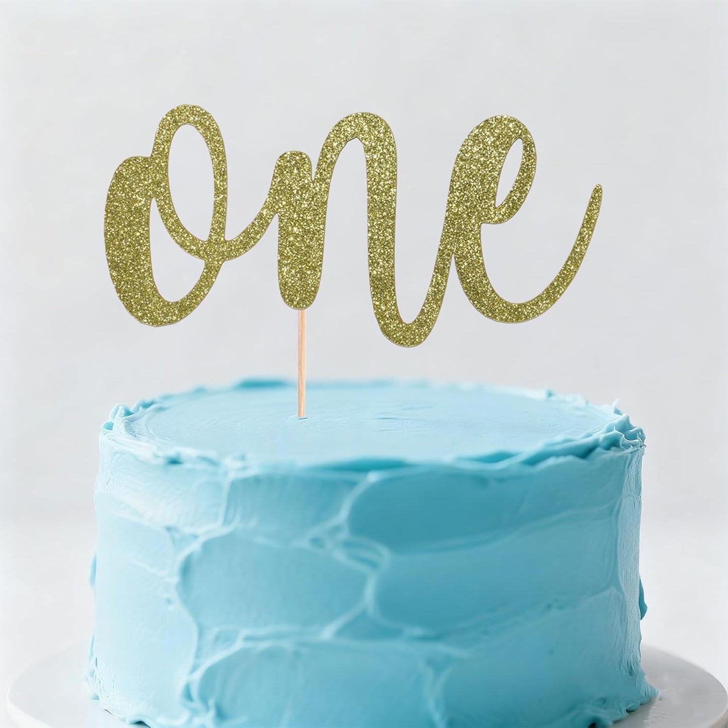 ONE Cake Topper - Bright Yellow Glitter 1st Birthday Decoration | Perfect for Baby Showers & Parties