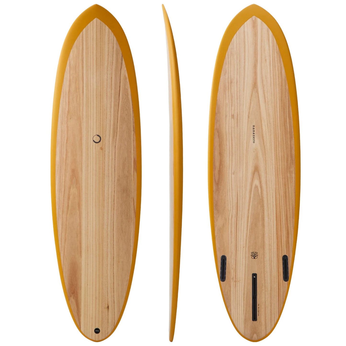 nanazero Wood Skin Surfboard Mid Length MID01 6'4" Yellow Brown, Durable and Light-Weight Structure