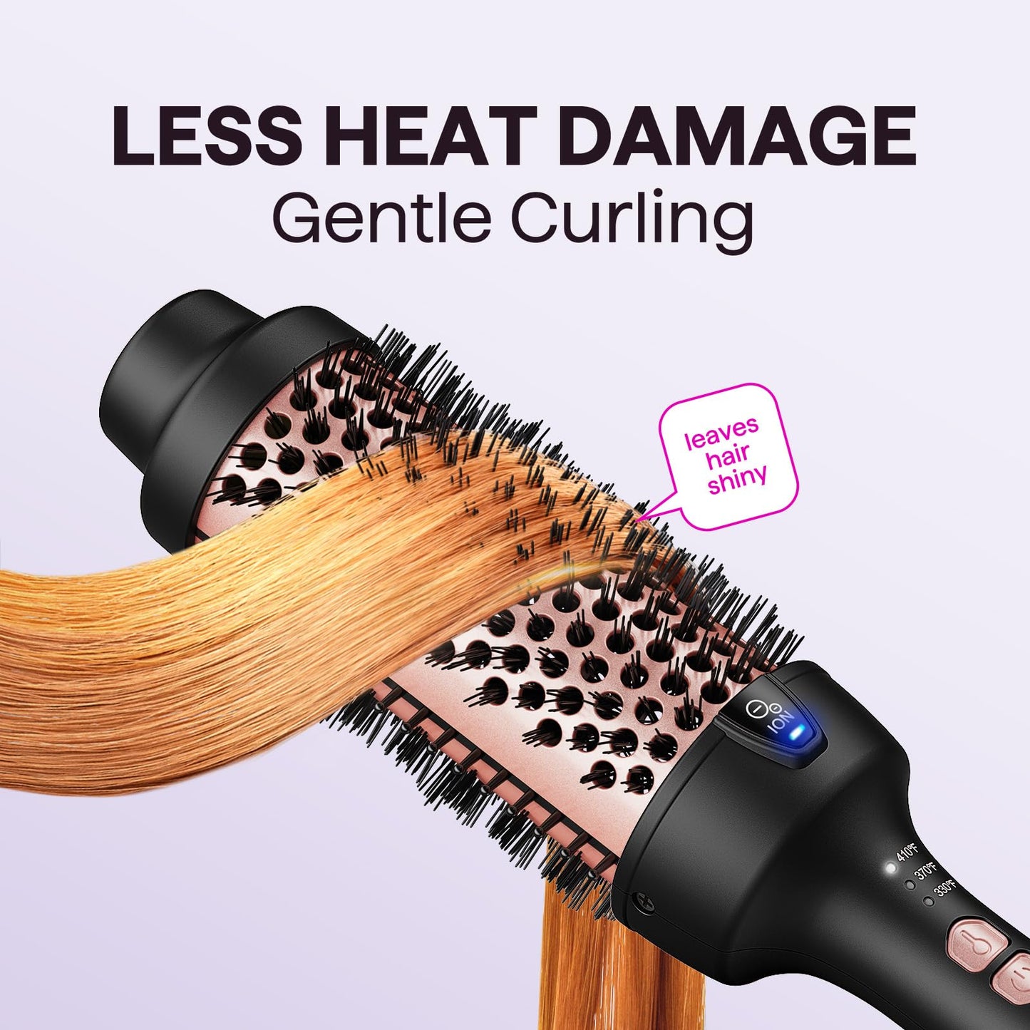 Wavytalk Updated Version Thermal Brush, 1.5 Inch Negative Ion Blowout Express Thermal Round Brush Creates Salon-Quality Blowouts, lonic Frizz Reduction Makes Hair Shinier & Smoother (Millennial Pink)