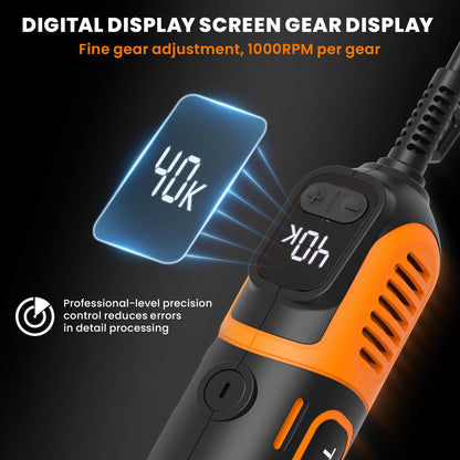 HARDELL 200W Corded Rotary Tool Kit with Fine Speed Control & Flex Shaft 8000-40000 RPM Digital Display, 155Pcs Accessories for Crafting, Cutting, Sanding, Polishing, Drilling, Carving, DIY Projects