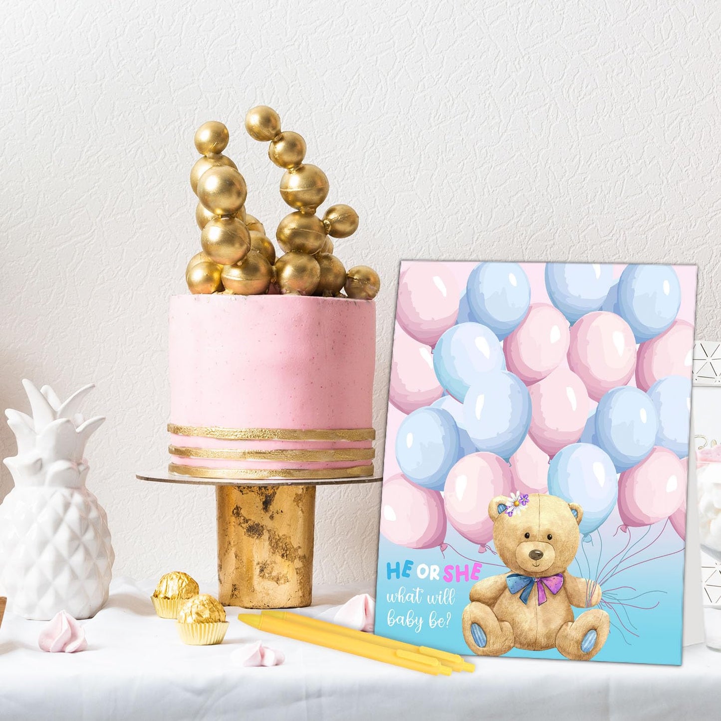 EQIUAG Teddy Bear Baby Shower Decoration, Funny Baby Shower Guest Book Party Game, Baby Shower Party Ideas, Lovely Keepsake for Mom-to-Be