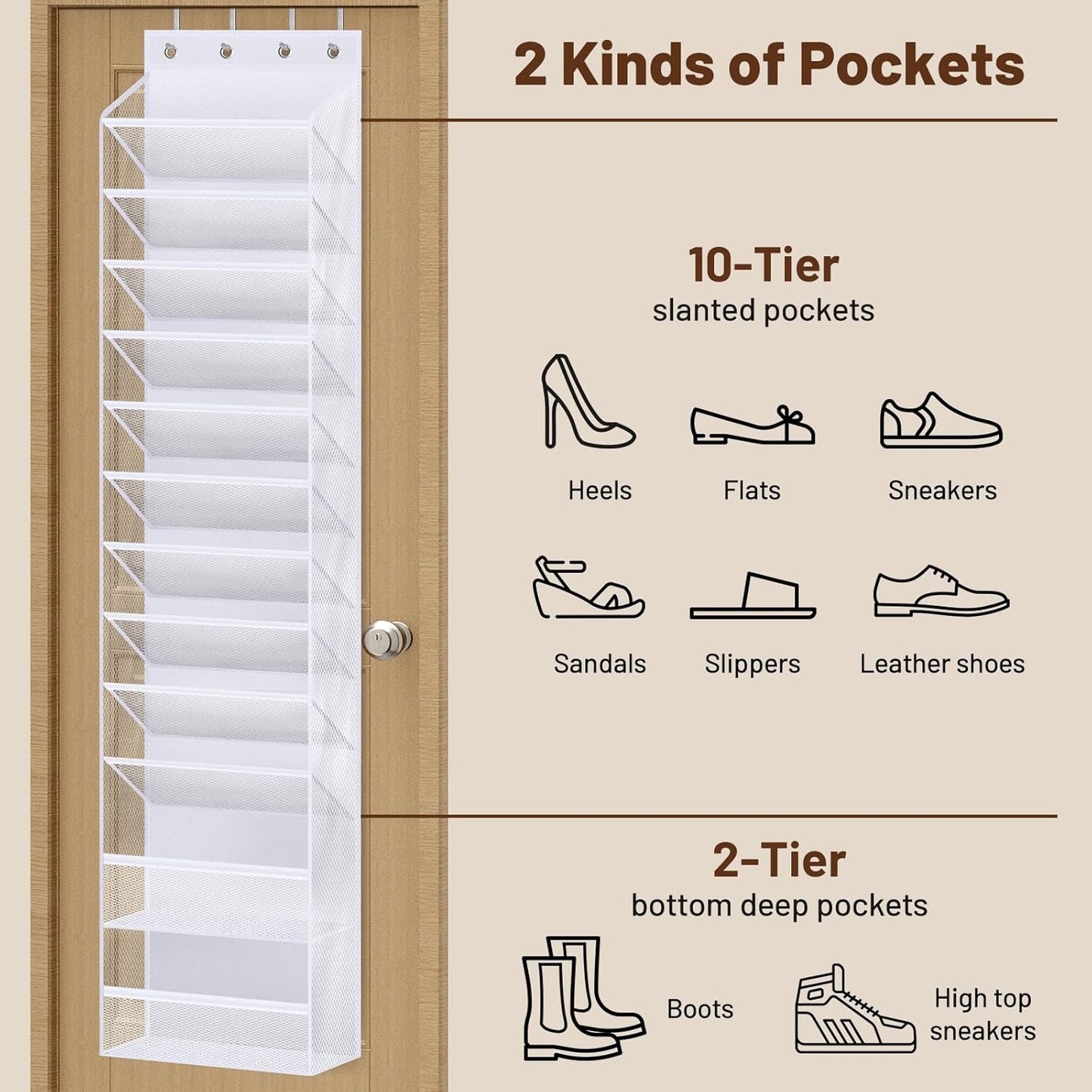 12 Closet 24 MISSLO Tier Over the Door Shoe Organizer Large Capacity Hanging Shoe Rack for Storage Narrow Sneaker