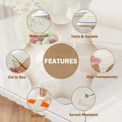 20 60 Inch 1.5mm Royhom Clear Table Protector x - Thick Plastic Table Cover, Clear Table Cover Protector Rectangle