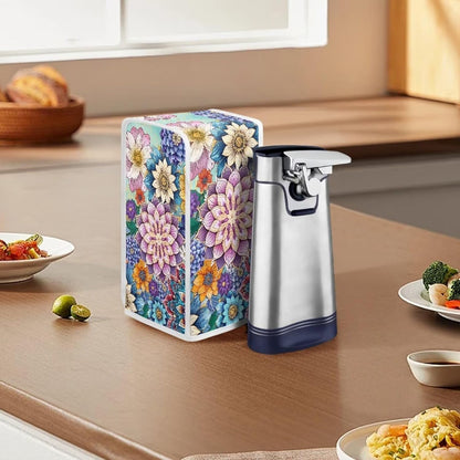 Can Opener Cover, Square Protective Oil-Proof Dust Cover for Most Electric Can Openers - Boho Flower