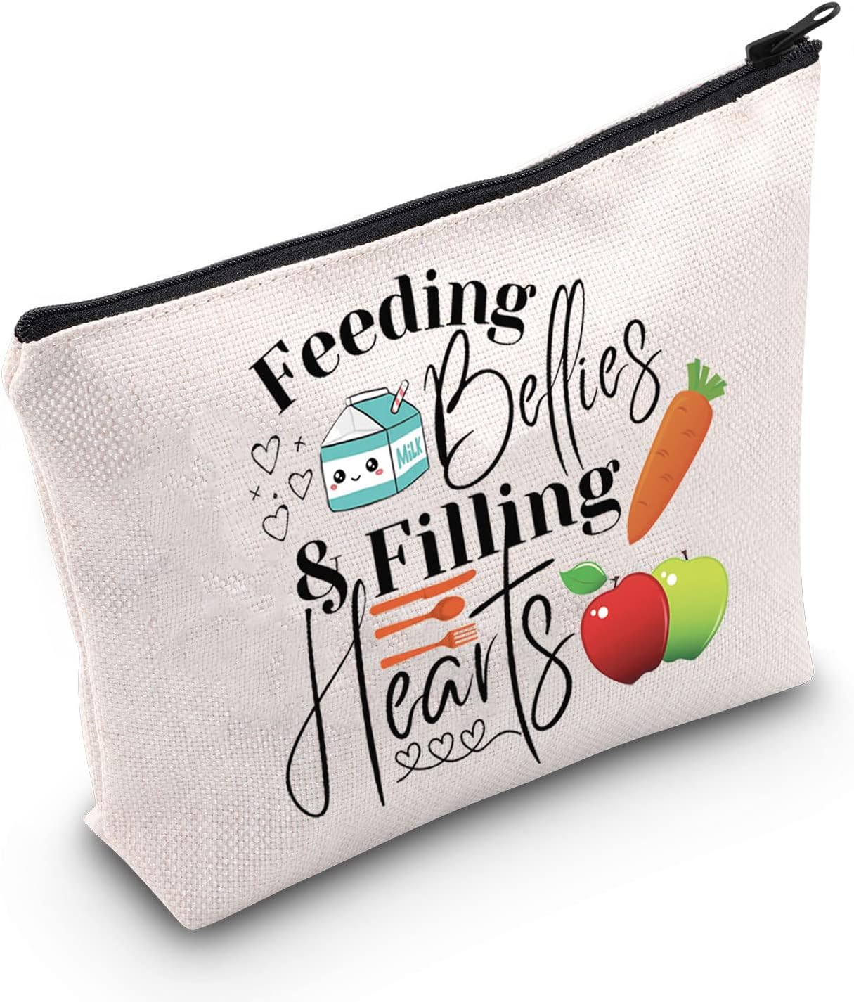 POFULL Gift for Cafeteria Worker - Feeding Bellies Filling Hearts Cosmetic Bag, Lunch Lady Gift (Feeding Bellies bag)