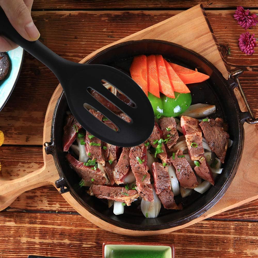 2 Pieces Silicone Nonstick Mixing Spoons, BPA Free, High Heat Resistant, Hygienic Design for Cooking