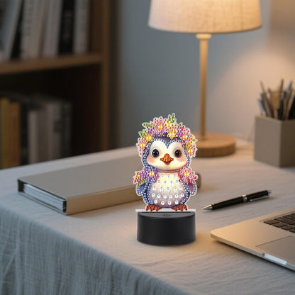 JZHYOAN Owl Diamond Painting Night Light for Adult DIY Animal Light Board Diamond Art Table Lamp Gift Gem Painting Table Lamp Mosaic Cross-Stitch Set Gift for Table Desk Bedroom