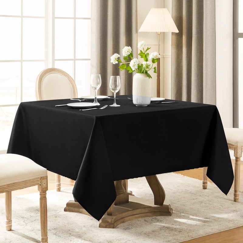 Aocoz Square Tablecloth 52 x 52 Inch Black 10 Pack Tablecloths Stain-Wrinkle Resistant Washable Polyester Table Cloths for Holiday, Buffet Parties,and Wedding