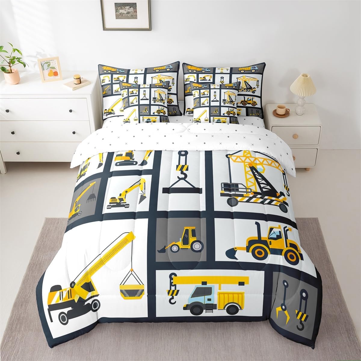 Set 7 Set Set Feelyou Kids Construction Comforter Full Size Pcs Boys Construction Site Cars Comforter Bed in a Bag