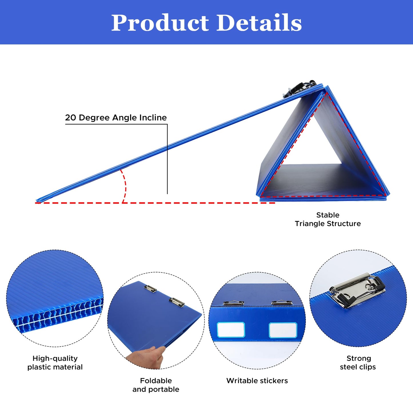 2pcs Slant Board for Writing 16 x 12 Inch Sloped Surface Clipboard 20°Tilted Writing Board to Improve Handwriting Legibility for Writing Reading Drawing