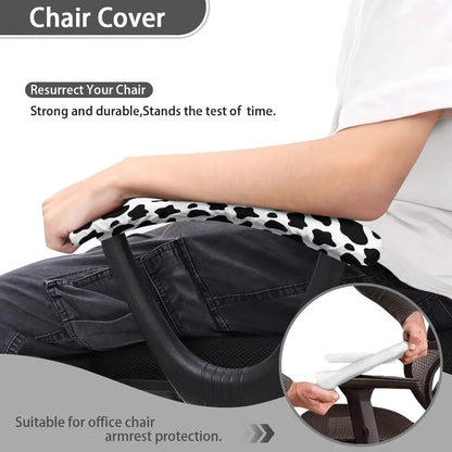 Wheelchair Armrest Covers, Anti Scratch Durable Water Resistant Slipcovers for Office Chair, Gaming Chair, Cow Print