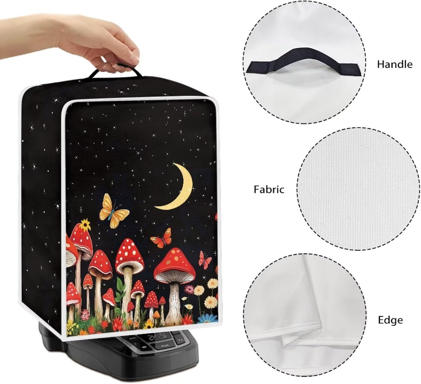 Moon Mushroom Coffee Maker Cover, Stain Resistant Washable Cover with Handle for Kitchen Appliance Protection