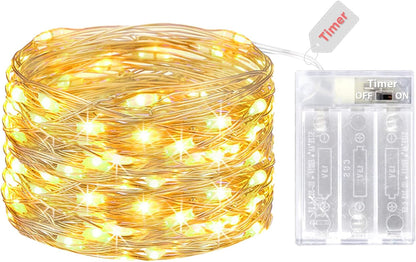 16FT 50LED kolpop Fairy Lights Battery Operated with Timer, Mini String Light Battery Powered, Warm White Tiny