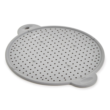 BergHOFF Essentials Heat-Resistant Silicone Splatter Screen 11", Multifunctional, Grease Straining, Cooling Rack, Prevent Burns, Grey