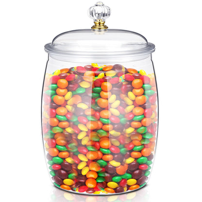 Nuogo Large Candy & Cookie Jar with Lid Plastic Apothecary Jars Large Food Storage Container Unbreakable Kitchen Storage Jar for Cookie, Candy, Snack and Dried Foods DIY Gift(1gallon/128oz)