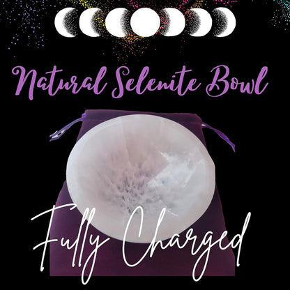 Worldly Finds Selenite Crystal Smudge Bowl, 4 Inch Hand-Carved Moroccan Crystal Holder for Charging and Cleansing