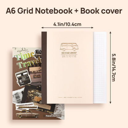 Travel Scrapbook Photo Album Supplies Kit with Tweezers and Glue Tape, Aesthetic Vintage Junk Journal Scrapbooking Paper, Sticker Pack, Notebook Craft Supplies, DIY Gift for Adult Men Women (Traveler)