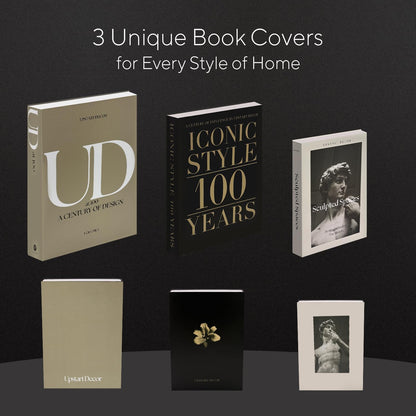 Skiennix Aesthetic Decorative Books - Set of 3 Faux Designer Books for Mid-Century Decor | Minimalist Storage Box