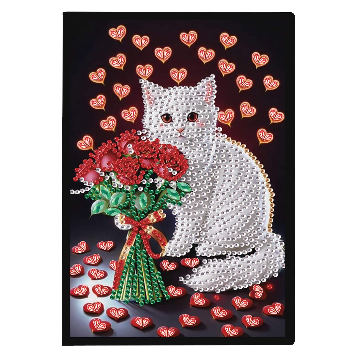 JZHYOAN Diamond Painting Notebook for Adults A5 Blank Painting by Numbers Diary Notebooks Cat Special Shpae Craft Set Diamond Painting Sketchbook Journals Gift Mosaic Kit Table Decoration