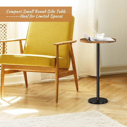 smusei Drink Table Small Side Table with Marble Base Pedestal Side Table Drink Tables for Small Spaces Round End Table