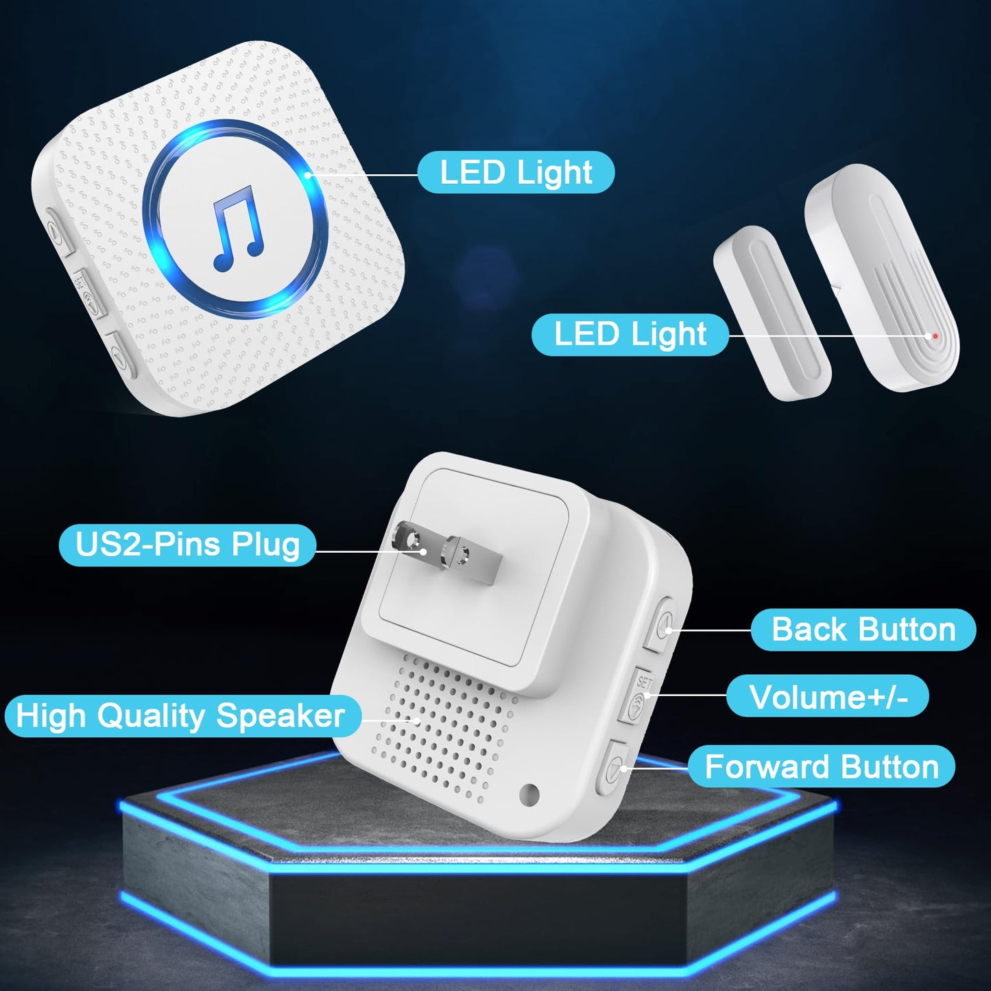 Sanjie Door Chime,Wireless Door Chimes When Door Opens Entry Alarm for Home/Business/Office/Store with 800ft Range,55 Chimes and 5 Adjustable Volume Door Ringer Alert