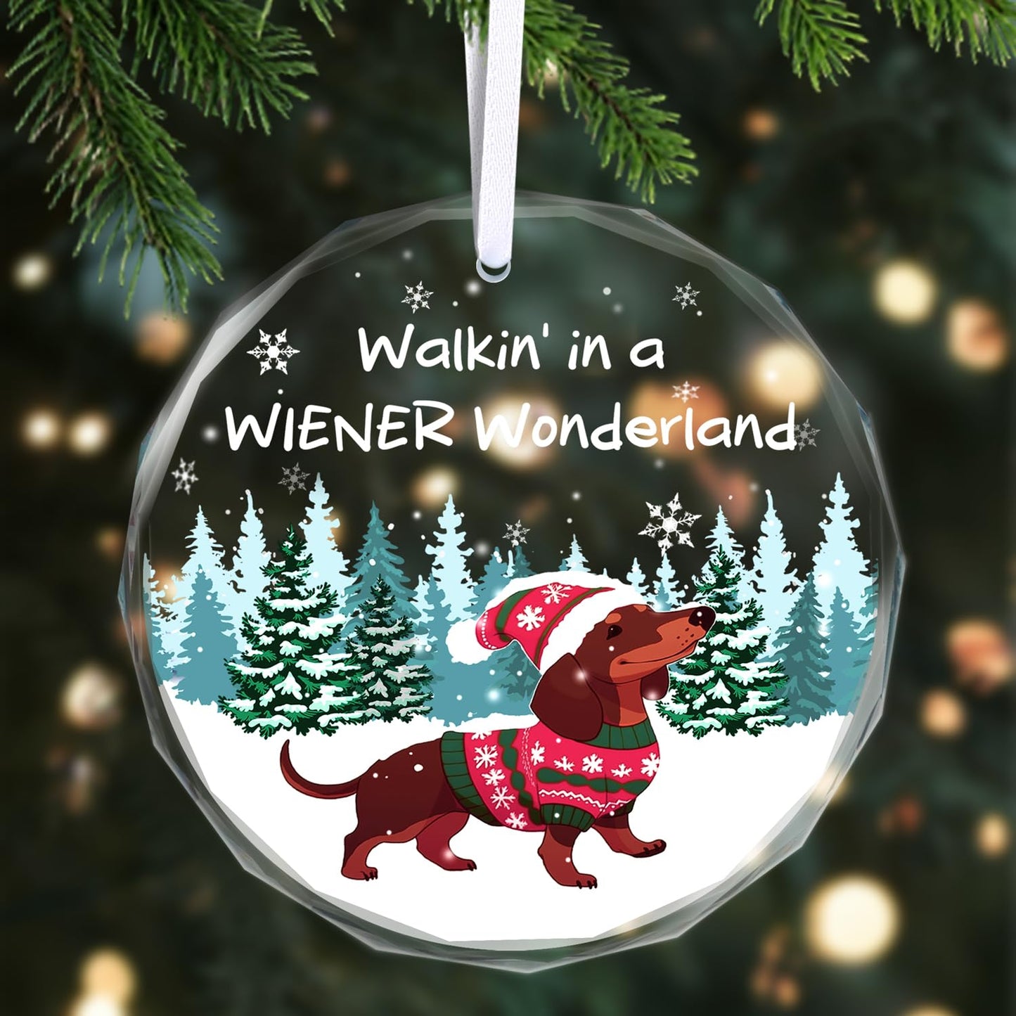Christmas Ornaments 2025 - Dachshund Christmas Decorations Weiner Dog Decor Dachshund Gifts for Women Glass Christmas Dachshund Ornament with Box